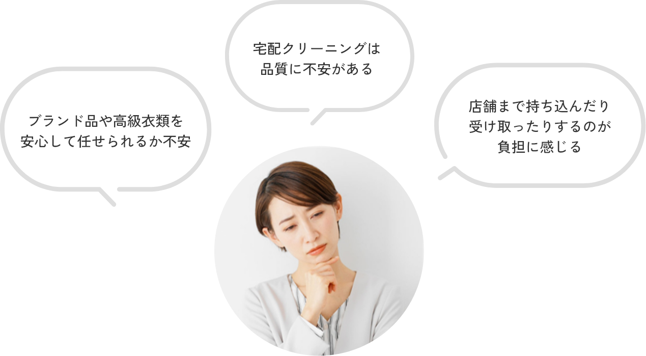 ブランド品や高級衣類を安心して任せられるか不安 宅配クリーニングは品質に不安がある 店舗まで持ち込んだり受け取ったりするのが負担に感じる